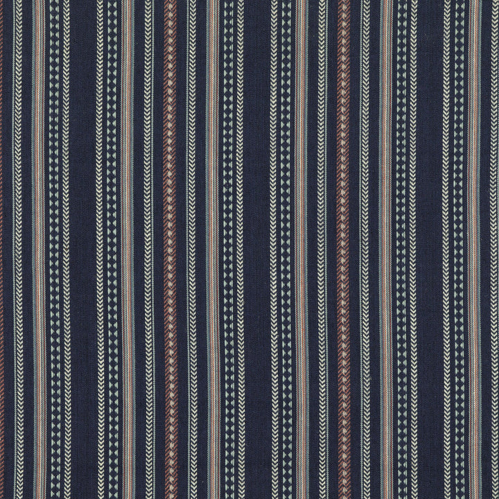 Racing Stripe Indigo by Mulberry Designer Fabric MULBERRY STRIPES II COTTON - 68%;JUTE - 32% India Horizontal: 13.199 and Vertical: 52.796 - Swanky Fabrics -