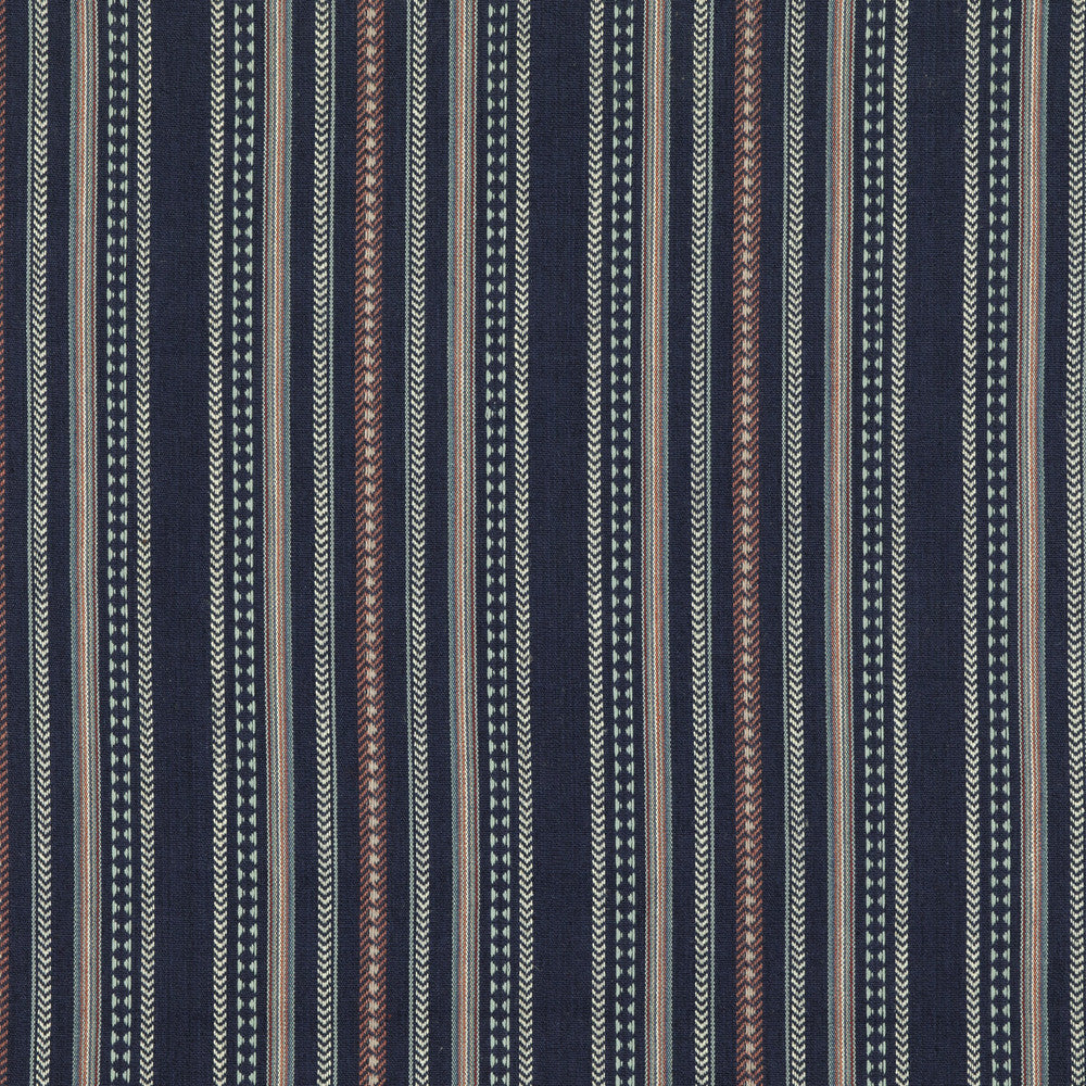 Racing Stripe Indigo by Mulberry Fabric MULBERRY STRIPES II COTTON - 68%;JUTE - 32% India Horizontal: 13.199 and Vertical: 52.796 - Fabric Carolina -