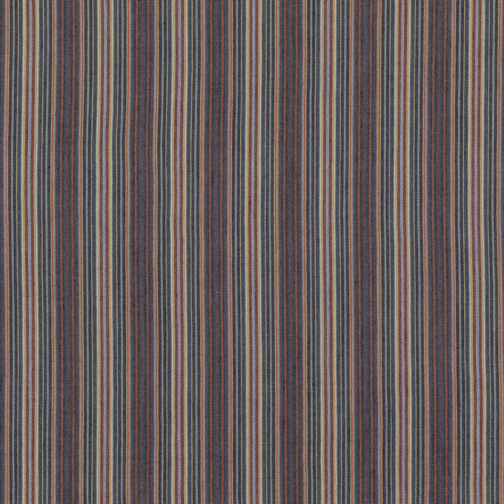 Falconer Stripe Indigo/Red by Mulberry Fabric MULBERRY STRIPES II COTTON - 70%;JUTE - 30% India Horizontal: 5.713 and Vertical: 51.22 - Fabric Carolina -