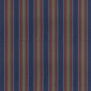 Westerly Stripe Indigo/Red by Mulberry Fabric