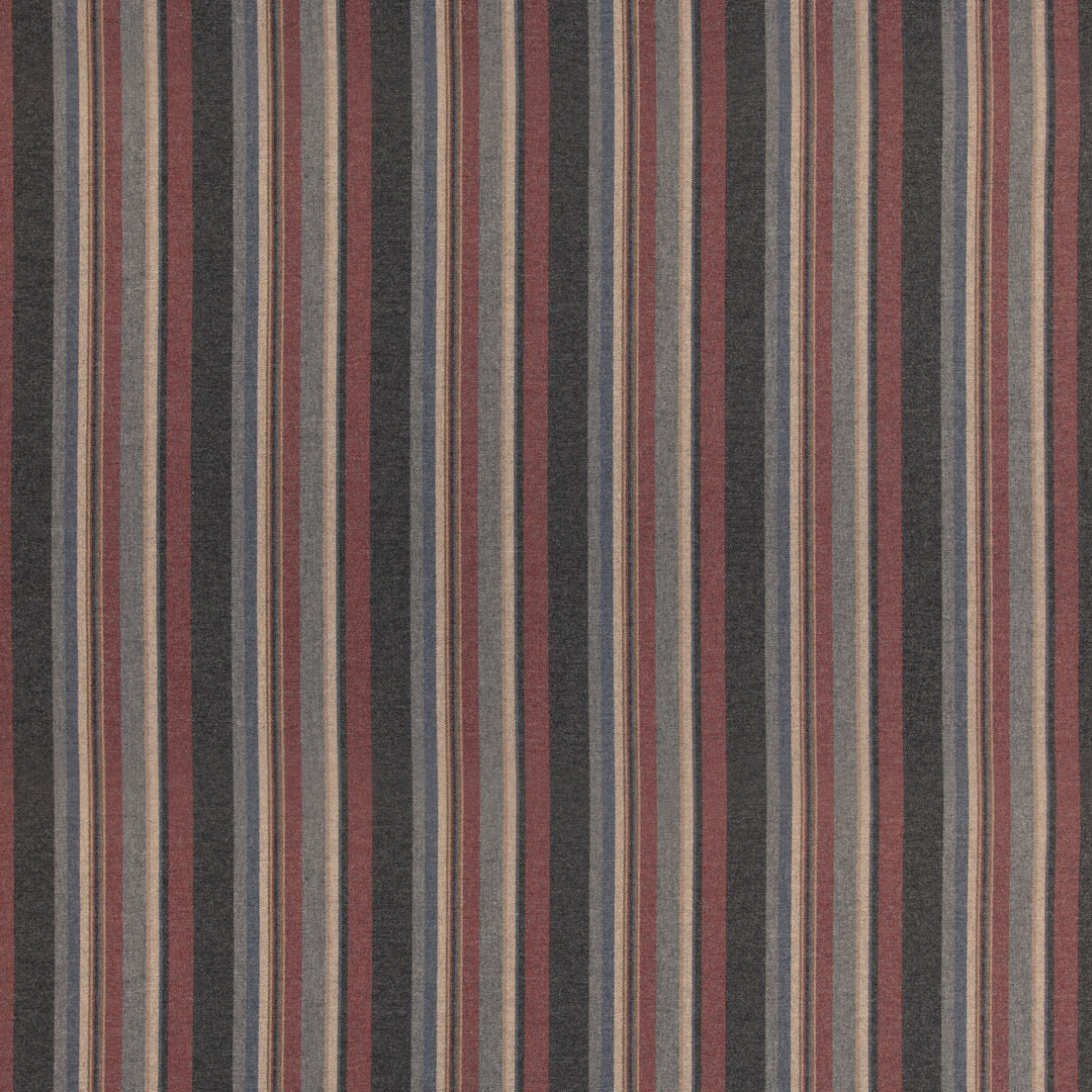 Lindisfarne Stripe - Charcoal/Red By Mulberry Fabric