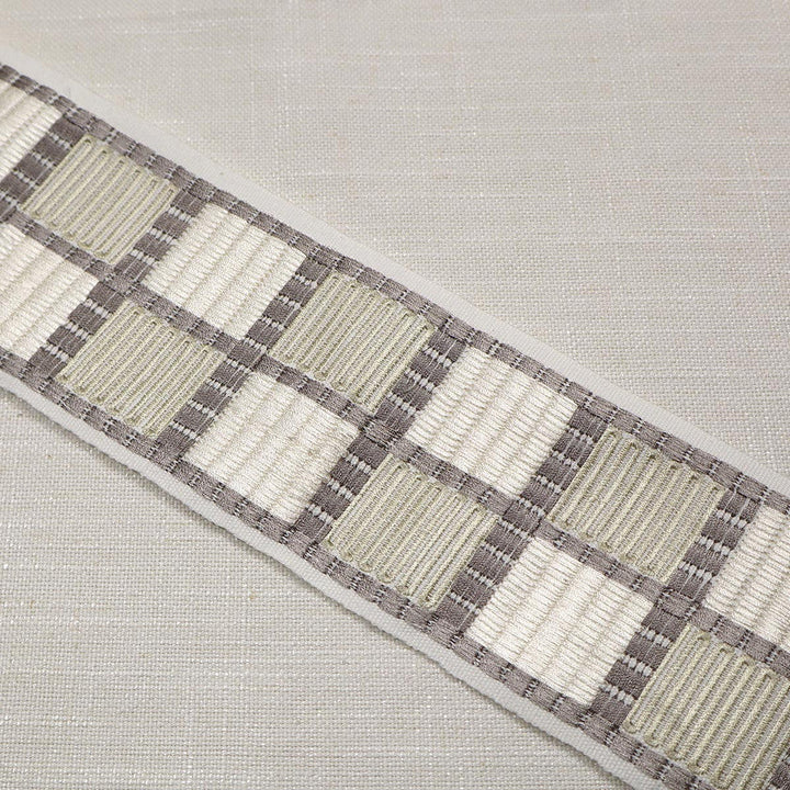 Fenci Emb Tape Nickel by Magnolia Designer Trim - 100% Cotton, Emb Viscose India Horizontal: and Vertical: 4 - Swanky Fabrics -