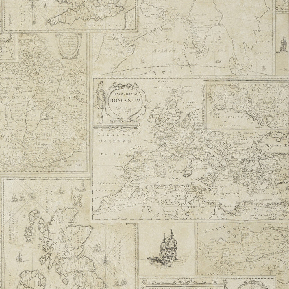 Bohemian Travels Parchment by Mulberry Wallcovering BOHEMIAN ROMANCE PAPER - 100% United Kingdom Horizontal: and Vertical: 29.944 26.989 - Fabric Carolina -