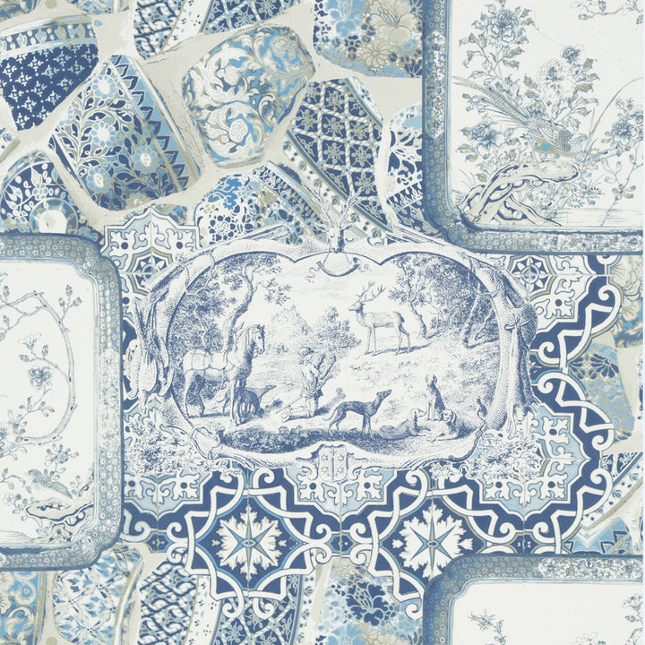 Mulberry China Indigo by Mulberry Wallcovering BOHEMIAN ROMANCE PAPER - 100% United Kingdom - Horizontal: - and Vertical: 26.989 26.989 - Fabric Carolina -