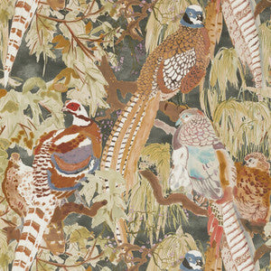 Game Birds Charcoal FG085.A101.0 by Mulberry Wallcovering