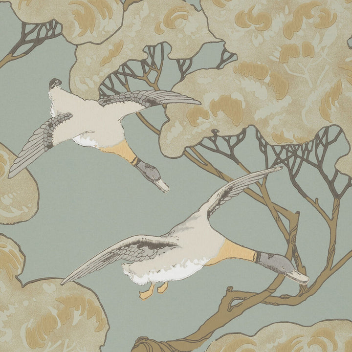 Flying Ducks Slate Blue by Mulberry Wallcovering MODERN COUNTRY PAPER - 100% United Kingdom Horizontal: 20.488 and Vertical: 20.882 20.488 - Fabric Carolina -