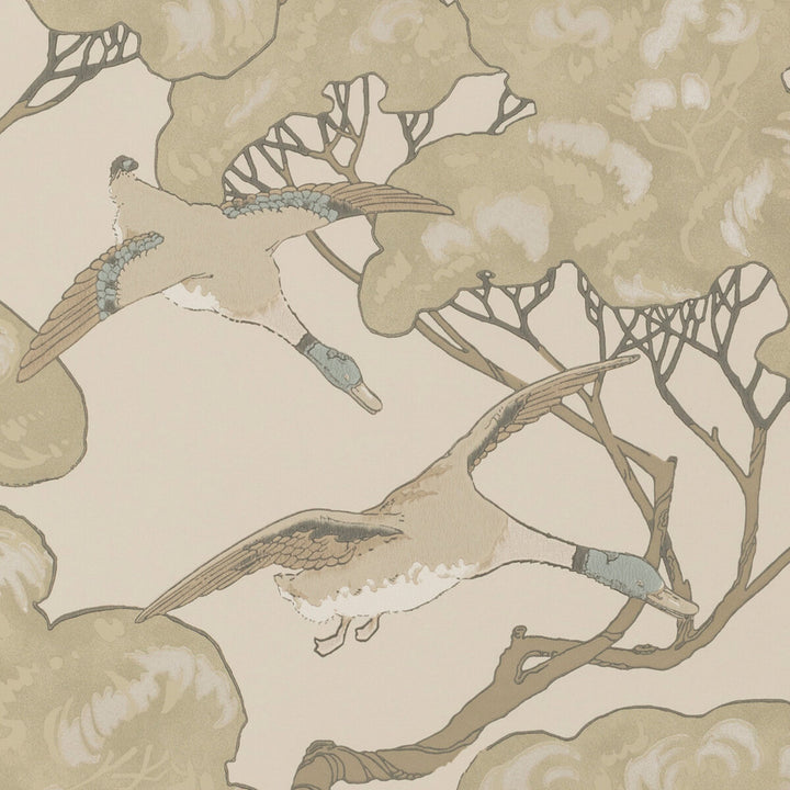 Flying Ducks Silver/Taupe by Mulberry Wallcovering MODERN COUNTRY PAPER - 100% United Kingdom Horizontal: 20.488 and Vertical: 20.882 20.488 - Fabric Carolina -