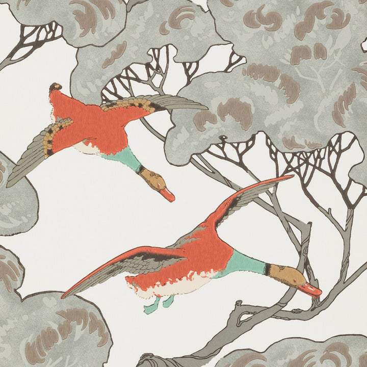 Flying Ducks Coral/Clay by Mulberry Wallcovering MODERN COUNTRY PAPER - 100% United Kingdom Horizontal: 20.488 and Vertical: 20.882 20.488 - Fabric Carolina -