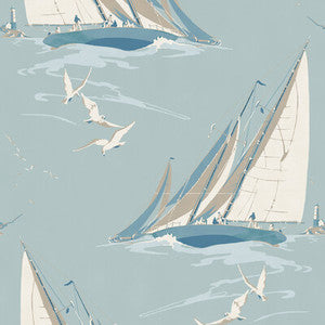 Round The Island Blue by Mulberry Wallcovering