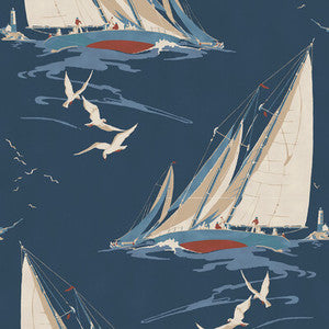 Round The Island Indigo by Mulberry Wallcovering