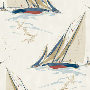 Round The Island Red/Blue by Mulberry Wallcovering