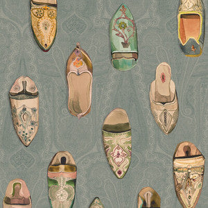 Babouches Teal by Mulberry Wallcovering