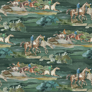 Morning Gallop Teal by Mulberry Wallcovering
