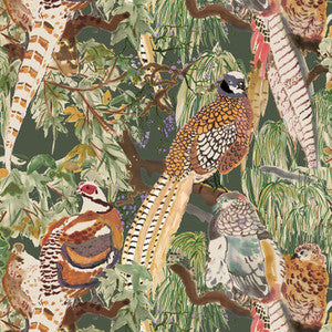 Game Birds Forest by Mulberry Wallcovering