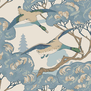 Grand Flying Ducks Blue by Mulberry Wallcovering