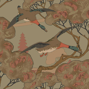 Grand Flying Ducks Sage by Mulberry Wallcovering