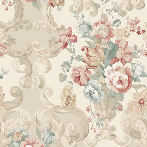 Floral Rococo Lovat/Red by Mulberry Wallcovering