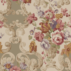 Floral Rococo Red/Plum by Mulberry Wallcovering
