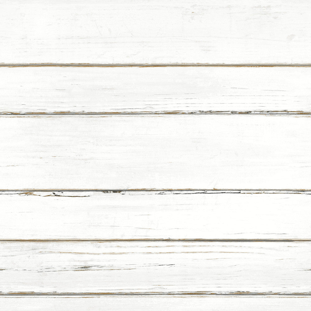 Shiplap Planks White Wallpaper by Inspired by Color Black & White, III Covers about 56.4 square feet 20.5-in by 33-ft long roll Unpasted 20.5 - Fabric Carolina -