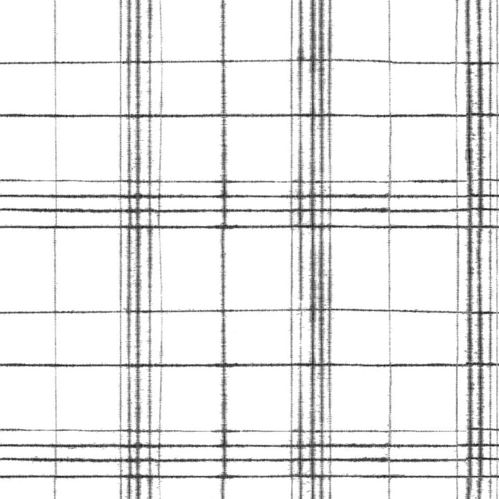 Farmhouse Plaid Black & White Wallpaper by Inspired by Color Black & White, III Covers about 56.4 square feet 20.5-in by 33-ft long roll Unpasted 20.5 - Fabric Carolina -