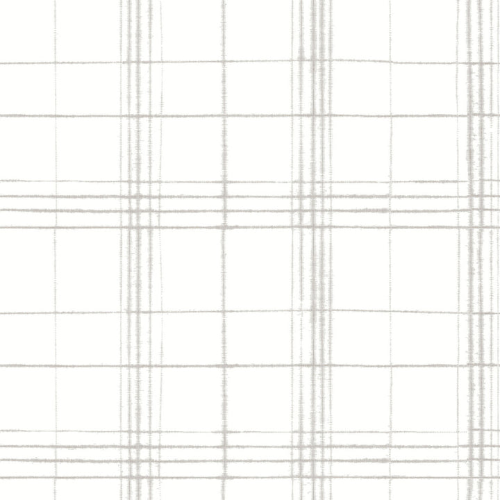 Farmhouse Plaid Linen & White Wallpaper by Inspired by Color Beige & Neutrals Covers about 56.4 square feet 20.5-in by 33-ft long roll Unpasted 20.5 - Fabric Carolina -