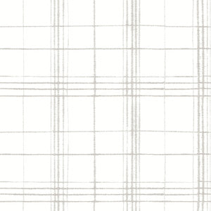 Farmhouse Plaid Linen & White Wallpaper by Inspired by Color