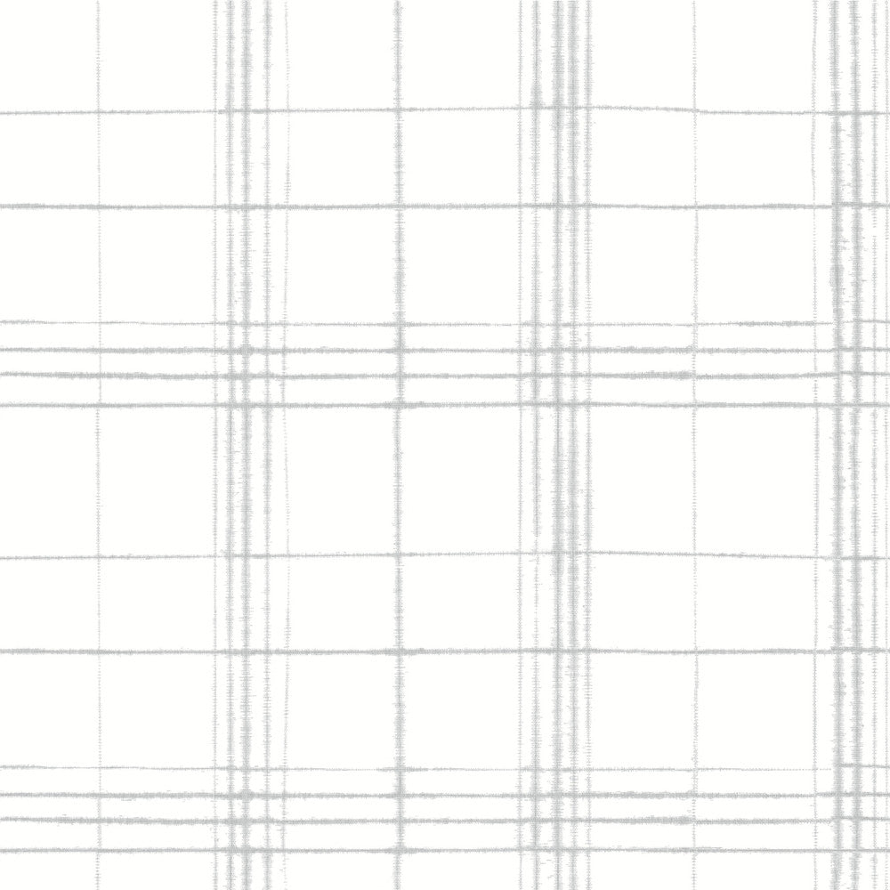 Farmhouse Plaid Grey & White Wallpaper by York Wallcoverings Simply Farmhouse Covers about 56.4 square feet 20.5-in by 33-ft long roll Unpasted 20.5 - Fabric Carolina -