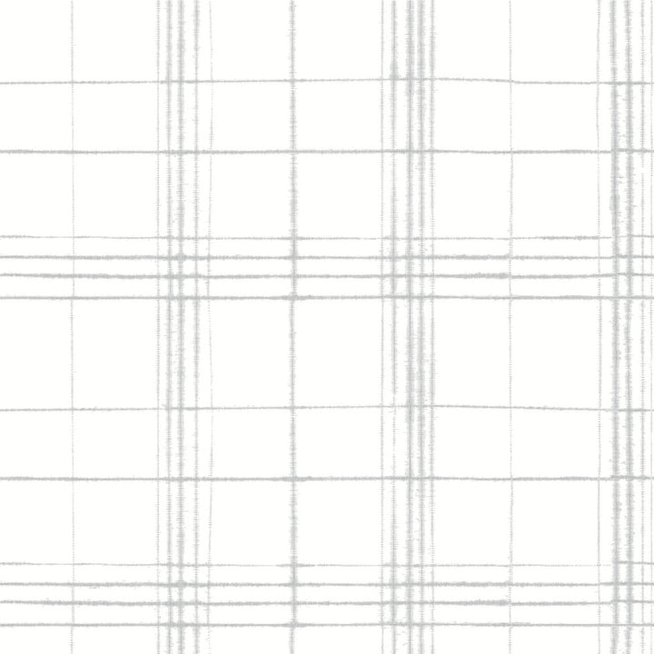 Farmhouse Plaid Grey & White Wallpaper by York Wallcoverings Simply Farmhouse Covers about 56.4 square feet 20.5-in by 33-ft long roll Unpasted 20.5 - Fabric Carolina -