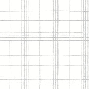 Farmhouse Plaid Grey & White Wallpaper by York Wallcoverings