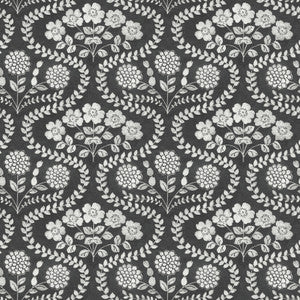Folksy Floral Black & White Wallpaper by York Wallcoverings