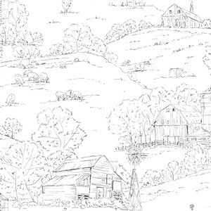 Pasture Toile Black & White Wallpaper by Inspired by Color