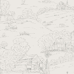 Pasture Toile Beige & Grey Wallpaper by York Wallcoverings