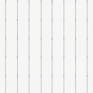 In Stitches Stripe Navy & Cream Wallpaper by York Wallcoverings