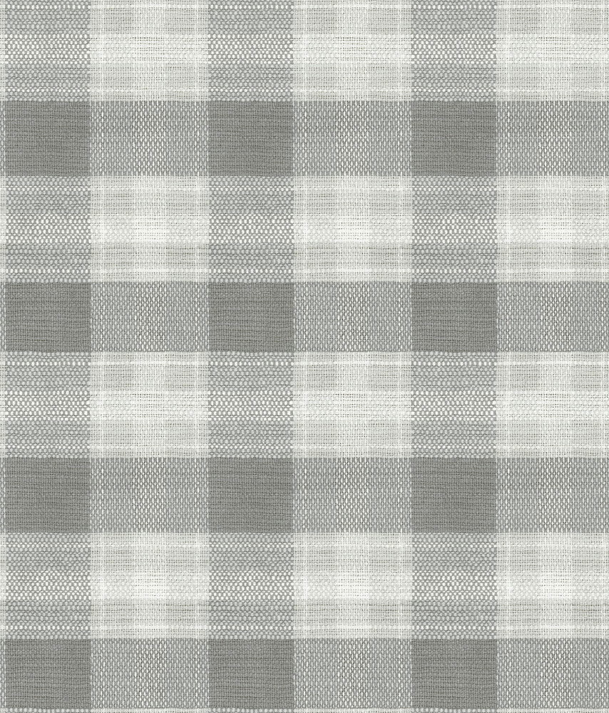 Woven Buffalo Check Grey Wallpaper by York Wallcoverings Simply Farmhouse Covers about 56.4 square feet 20.5-in by 33-ft long roll Unpasted 20.5 - Fabric Carolina -