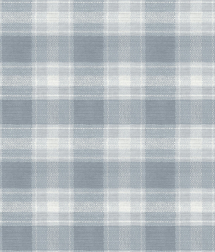 Woven Buffalo Check Blue Wallpaper by York Wallcoverings Simply Farmhouse Covers about 56.4 square feet 20.5-in by 33-ft long roll Unpasted 20.5 - Fabric Carolina -