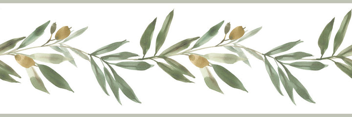 Olive Branch Green Border by York Wallcoverings Simply Farmhouse Covers about 4.5 square feet 6-in by 9-ft long roll Unpasted 18 - Fabric Carolina -