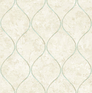 Ogee Metallic Teal and Greige by Seabrook Wallpaper