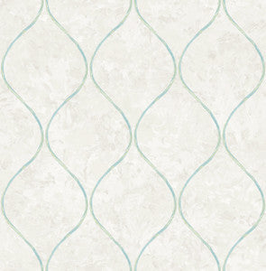 Ogee Grey, Aqua, and Metallic Gold by Seabrook Wallpaper
