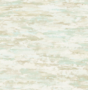 Brushstrokes Metallic Teal and Greige by Seabrook Wallpaper