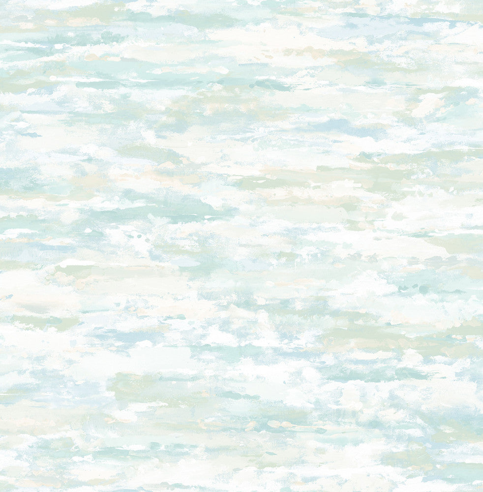 Brushstrokes Metallic Champagne, White, and Powder Blue by Seabrook Wallpaper French Impressionist United States 56.12 20.87" 20.5" - Fabric Carolina -
