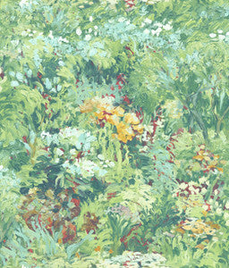 Floral Metallic Aqua, Forest Green, and Yellow by Seabrook Wallpaper
