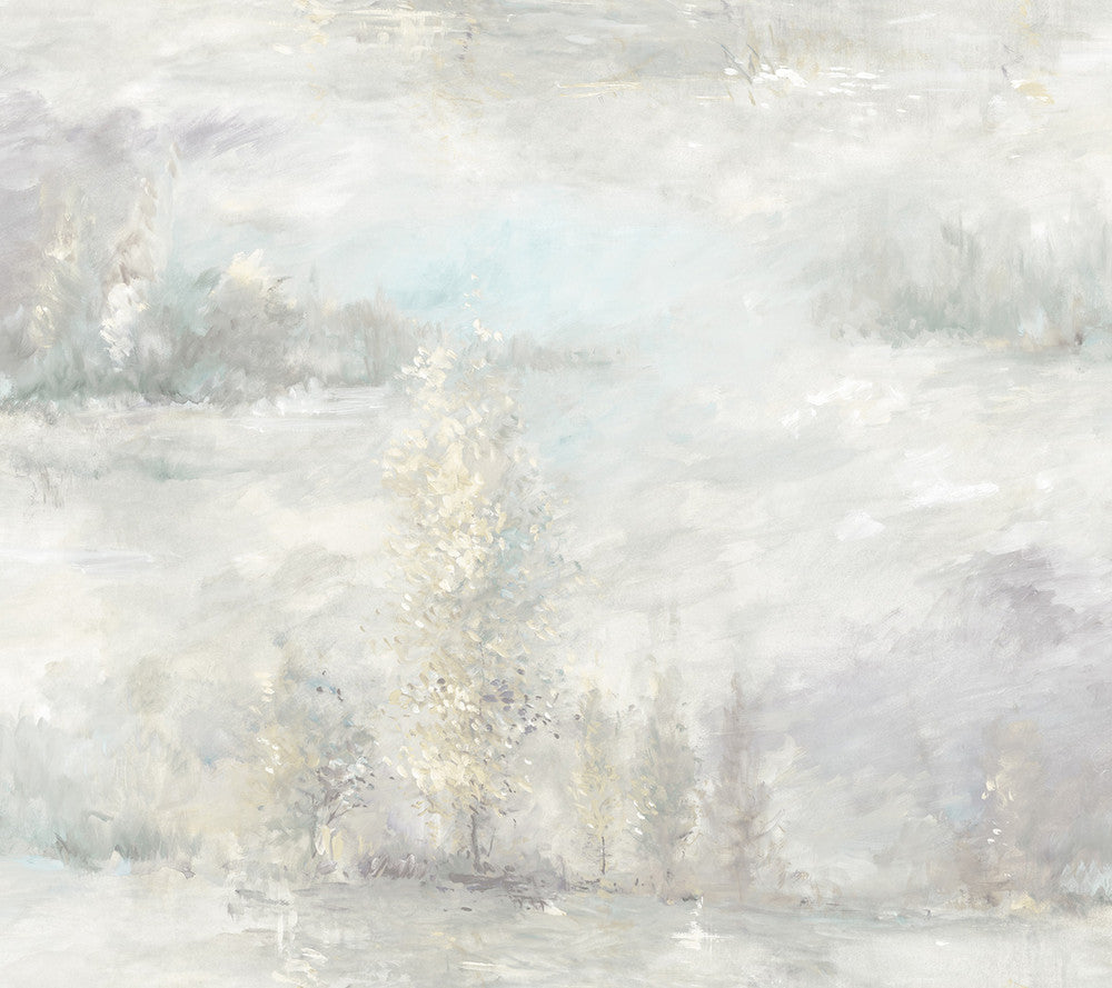 Tree Line Metallic Champagne and Purple Haze by Seabrook Wallpaper French Impressionist United States 60.55 24" 27" - Fabric Carolina -