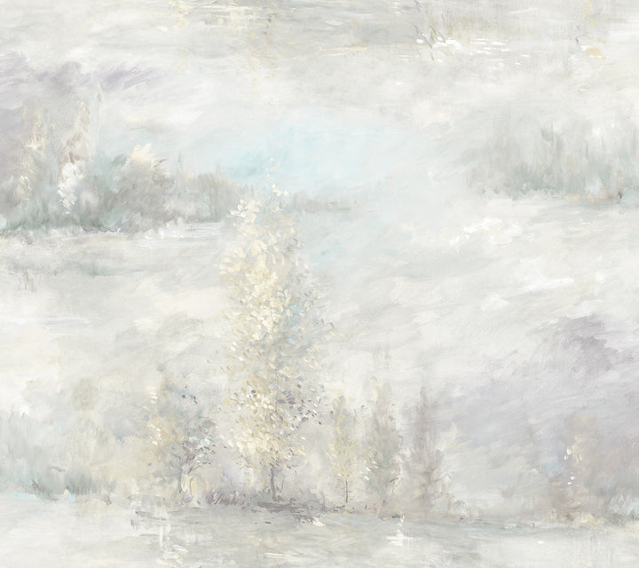 Tree Line Metallic Champagne and Purple Haze by Seabrook Wallpaper French Impressionist United States 60.55 24" 27" - Fabric Carolina -