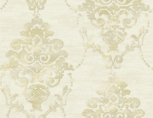 Damask Metallic, Cream, and Greige by Seabrook Wallpaper