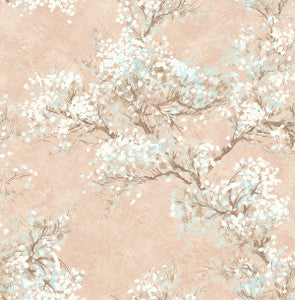 Cherry Blossoms Blush, White, and Brown by Seabrook Wallpaper
