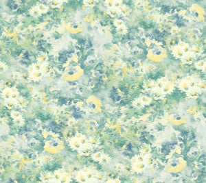 Daisy Metallic Ivory, Yellow, and Teal by Seabrook Wallpaper