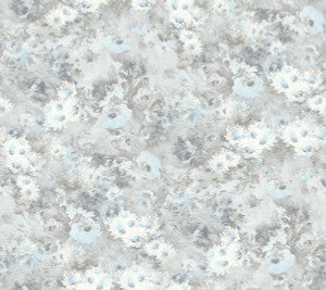 Daisy Metallic Silver and Sky Blue by Seabrook Wallpaper