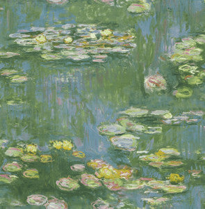 Lily Pads Greenery, Denim, and Pink by Seabrook Wallpaper