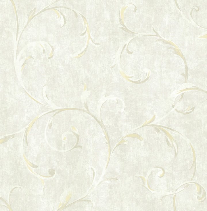 Scroll Metallic Gold and Beige by Seabrook Wallpaper French Impressionist United States 56.12 20.87" 20.5" - Fabric Carolina -