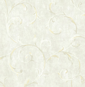 Scroll Metallic Gold and Beige by Seabrook Wallpaper